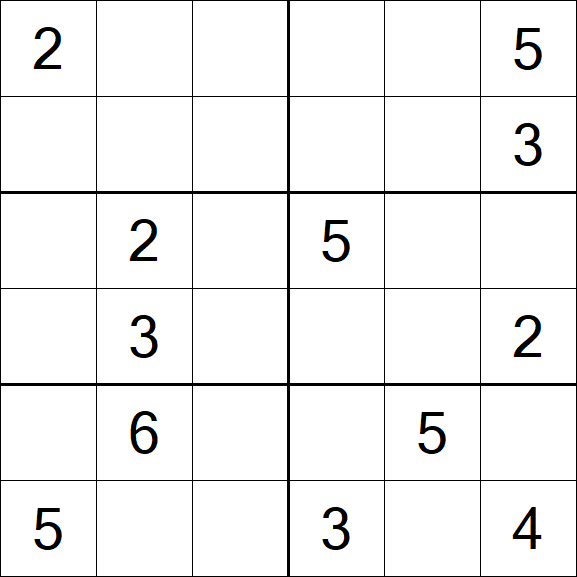Sudoku 6x6 - Mittel