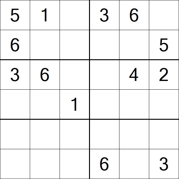 Sudoku 6x6 - Mittel