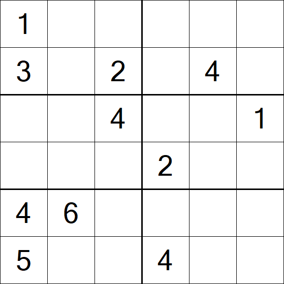 Sudoku 6x6 - Mittel