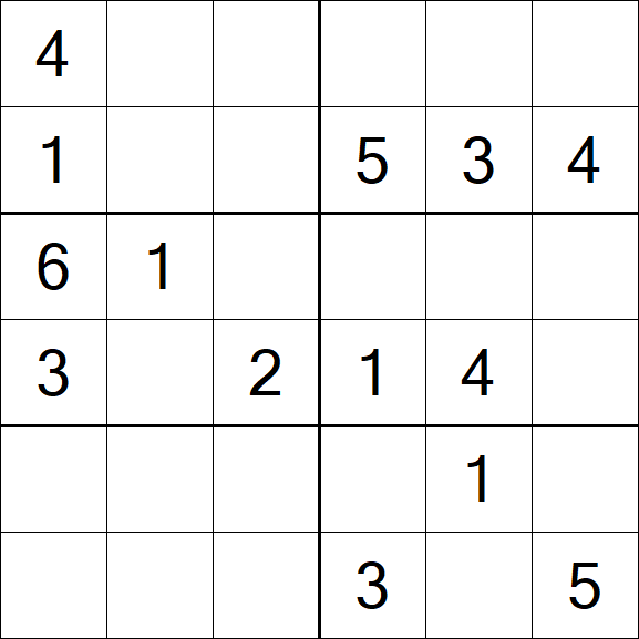Sudoku 6x6 - Mittel