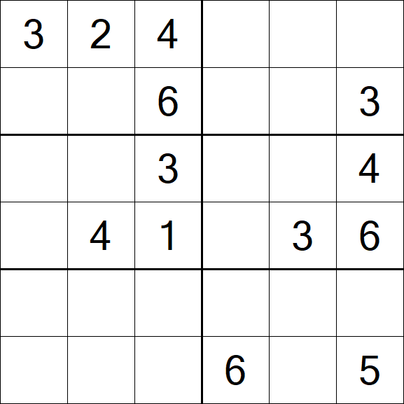 Sudoku 6x6 - Medium