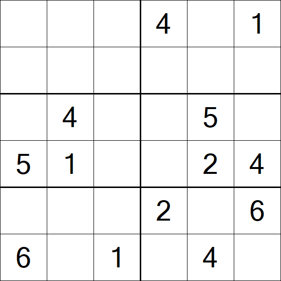Sudoku 6x6 - Mittel