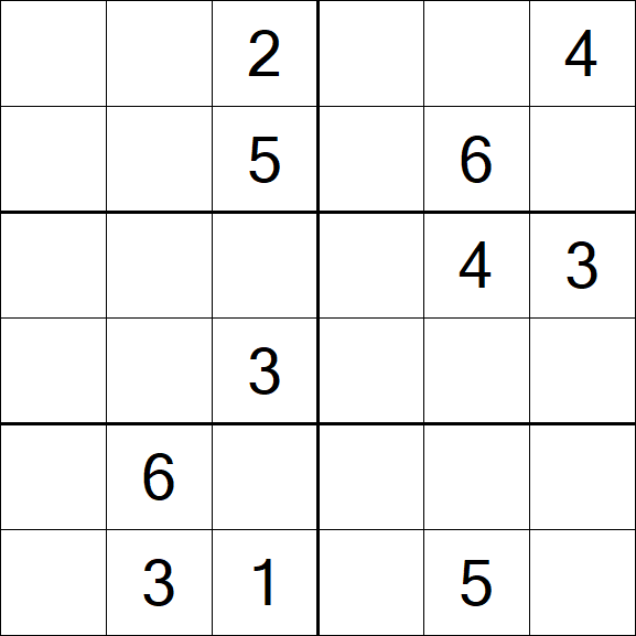 Sudoku 6x6 - Médio