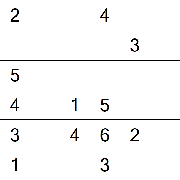 Sudoku 6x6 - Médio