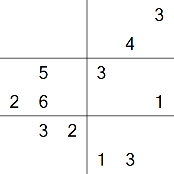 Sudoku 6x6 - Médio