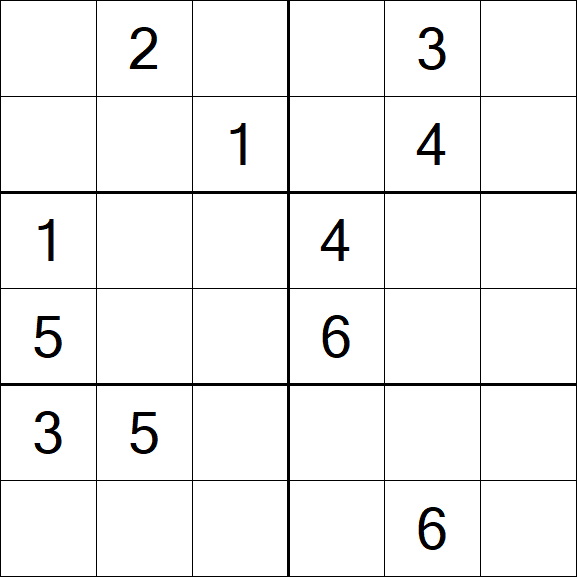 Sudoku 6x6 - Médio