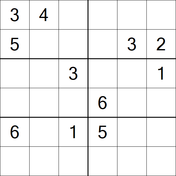 Sudoku 6x6 - Médio