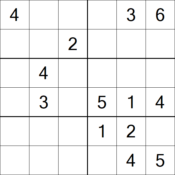 Sudoku 6x6 - Médio