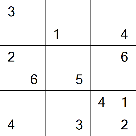Sudoku 6x6 - Medium