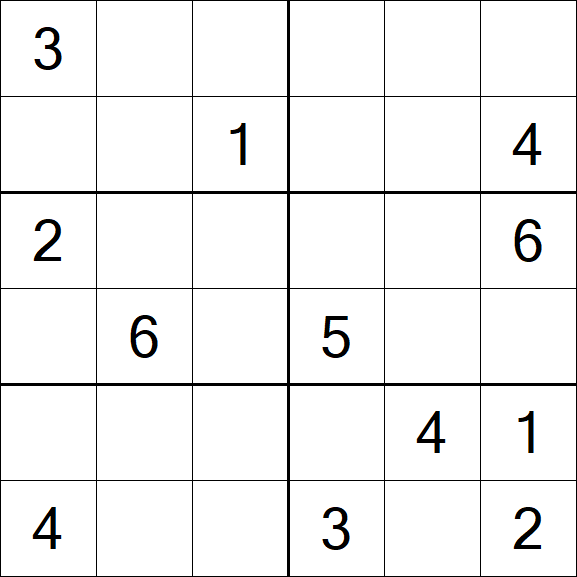 Sudoku 6x6 - Moyen