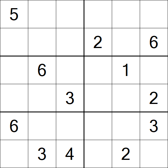 Sudoku 6x6 - Médio