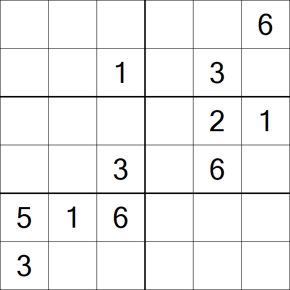 Sudoku 6x6 - Médio