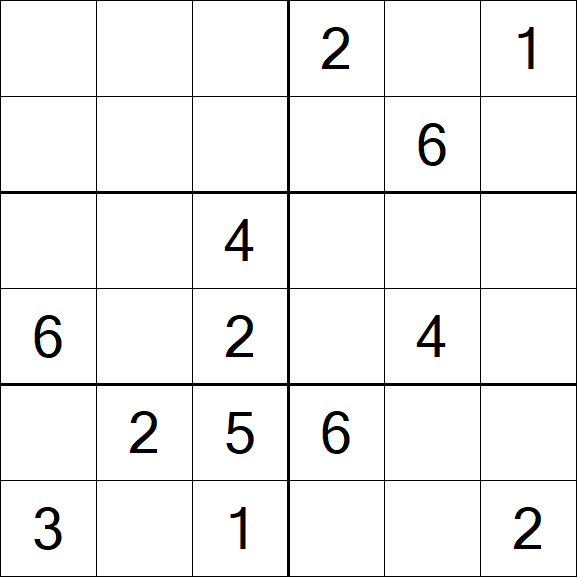 Sudoku 6x6 - Medium