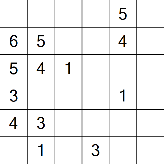 Sudoku 6x6 - Médio