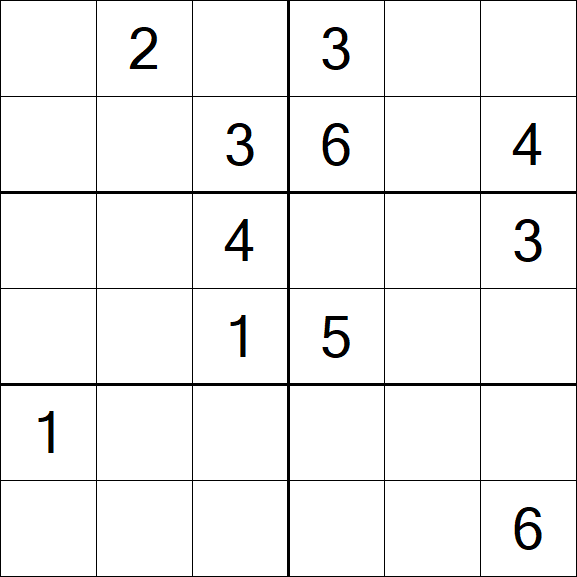 Sudoku 6x6 - Médio