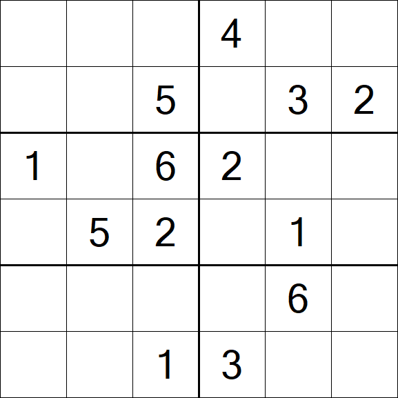 Sudoku 6x6 - Médio