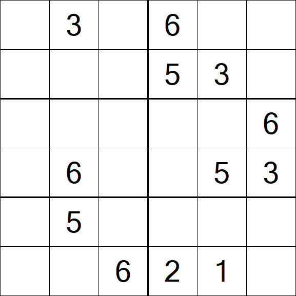 Sudoku 6x6 - Médio