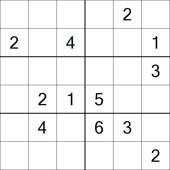 Sudoku 6x6 - Médio
