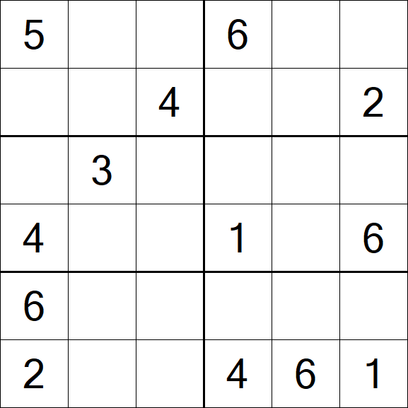 Sudoku 6x6 - Médio