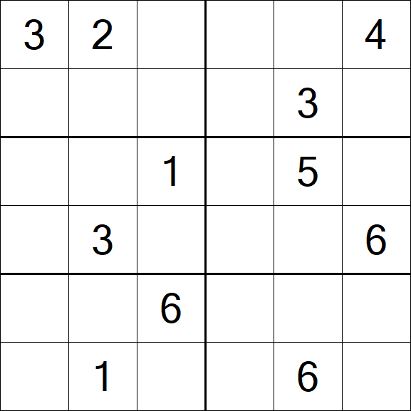 Sudoku 6x6 - Médio