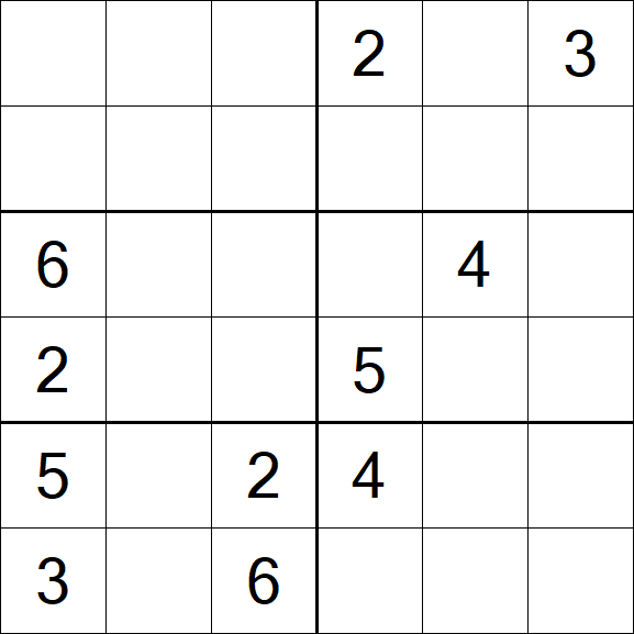 Sudoku 6x6 - Médio