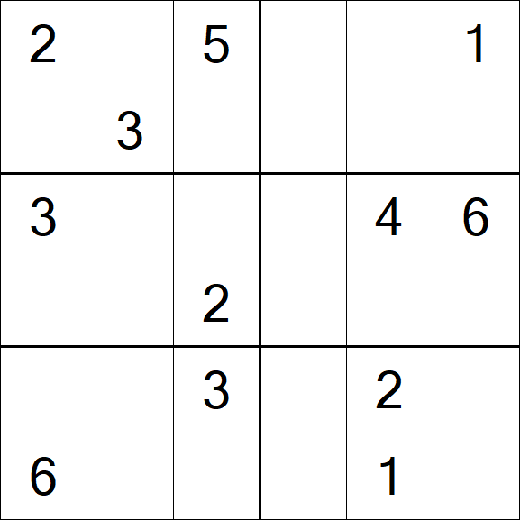 Sudoku 6x6 - Médio