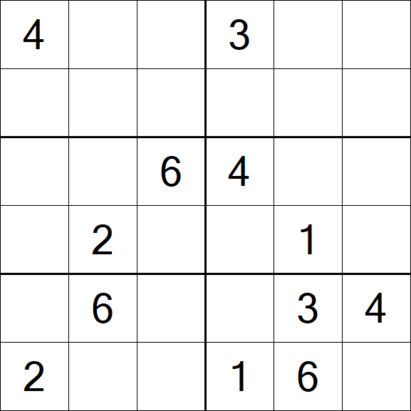 Sudoku 6x6 - Medium