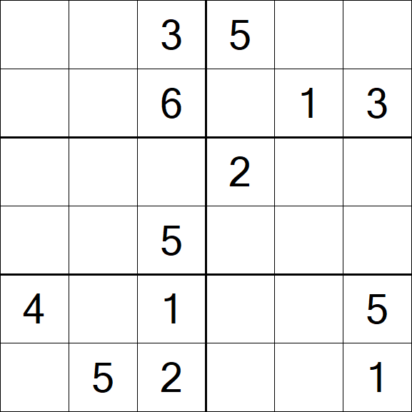 Sudoku 6x6 - Médio