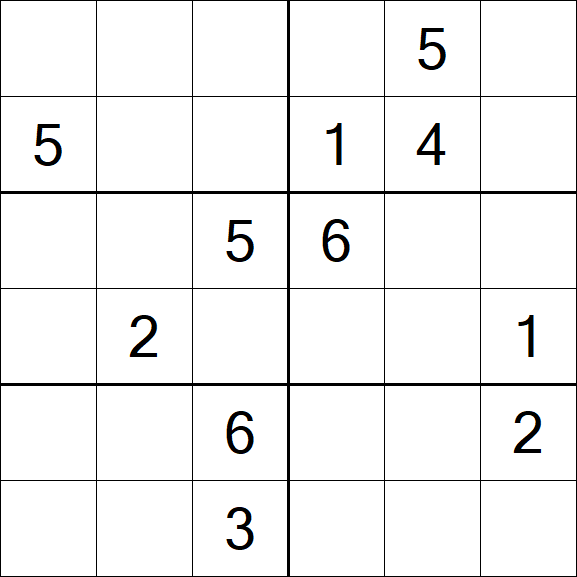 Sudoku 6x6 - Médio