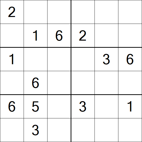 Sudoku 6x6 - Médio