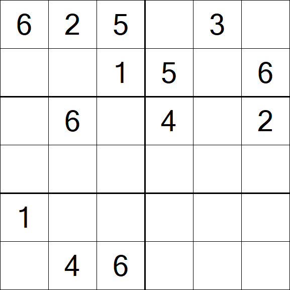 Sudoku 6x6 - Médio