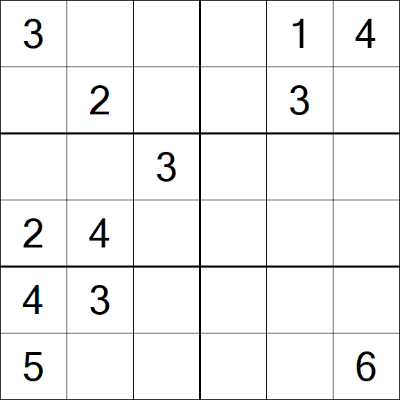 Sudoku 6x6 - Médio