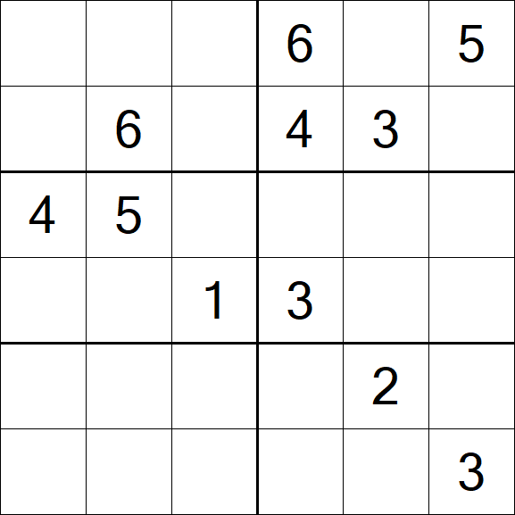 Sudoku 6x6 - Médio