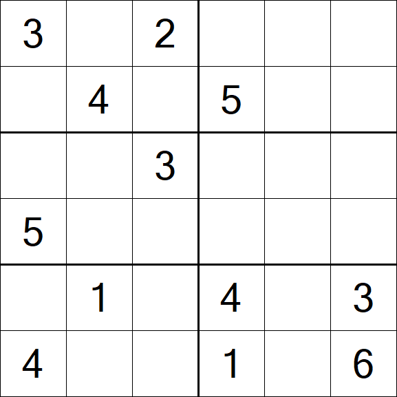 Sudoku 6x6 - Medium
