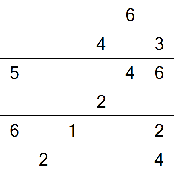 Sudoku 6x6 - Medium
