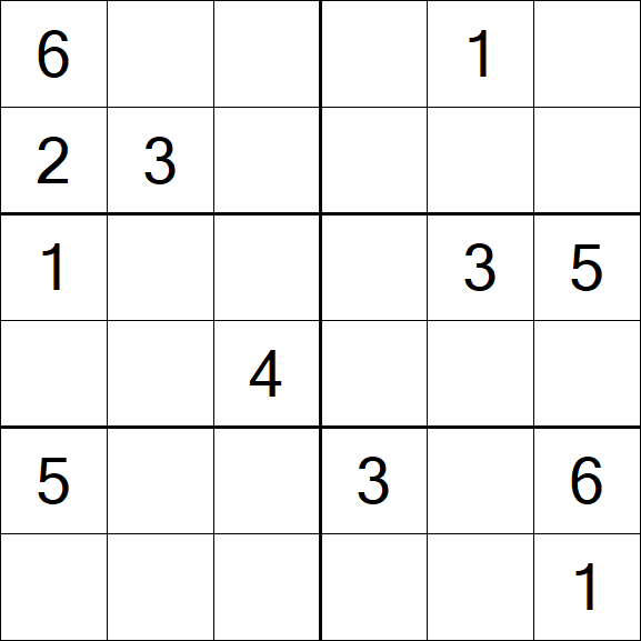 Sudoku 6x6 - Medium