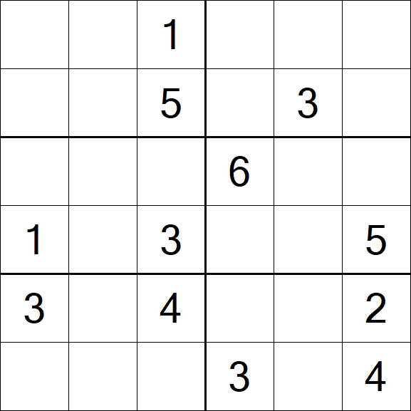 Sudoku 6x6 - Medium