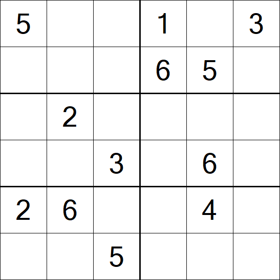 Sudoku 6x6 - Medium