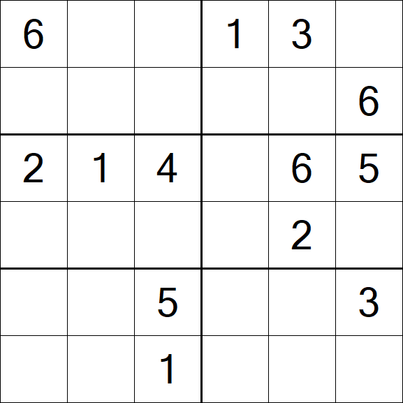 Sudoku 6x6 - Medium
