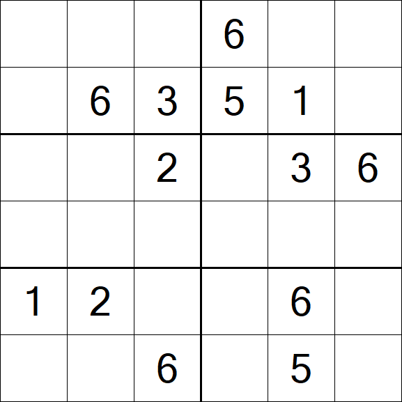 Sudoku 6x6 - Medium