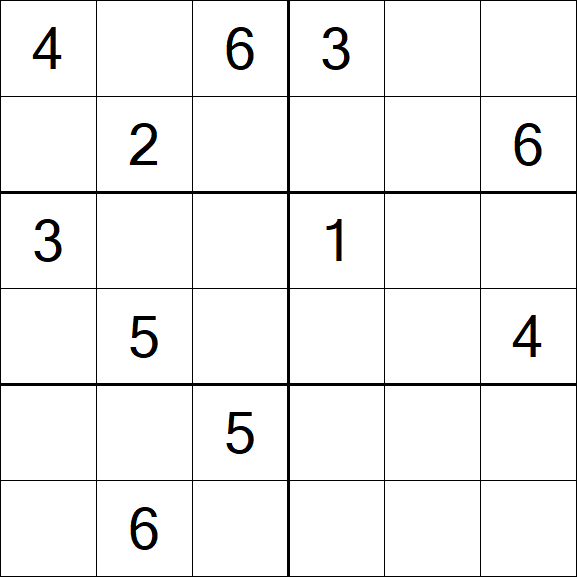 Sudoku 6x6 - Medium
