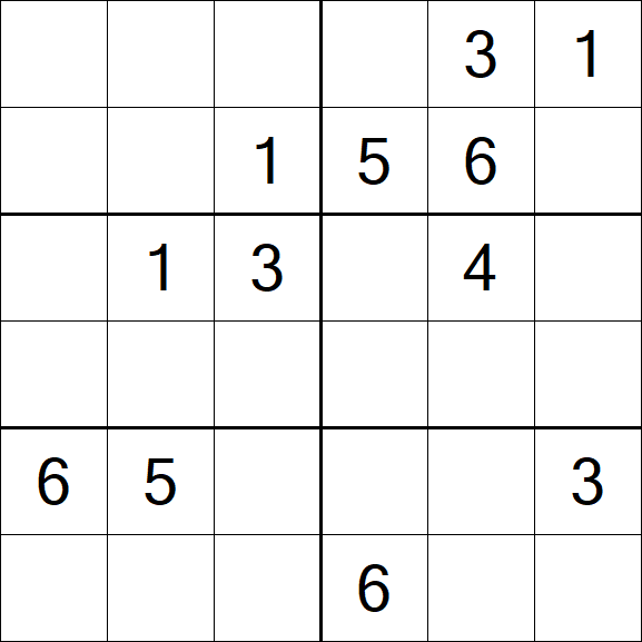 Sudoku 6x6 - Medium