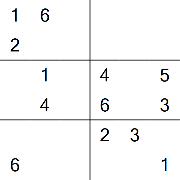Sudoku 6x6 - Mittel