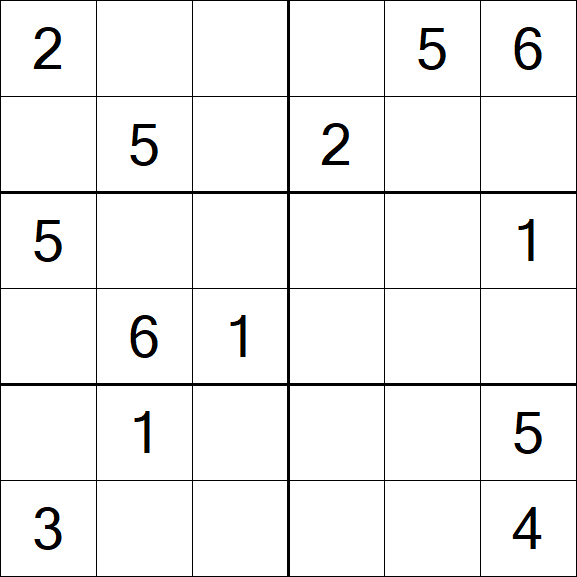Sudoku 6x6 - Mittel