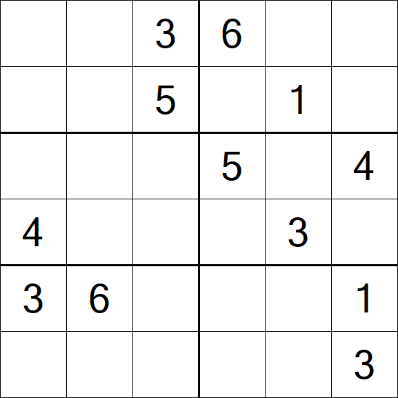 Sudoku 6x6 - Medium