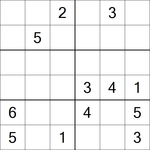 Sudoku 6x6 - Médio