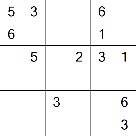 Sudoku 6x6 - Mittel