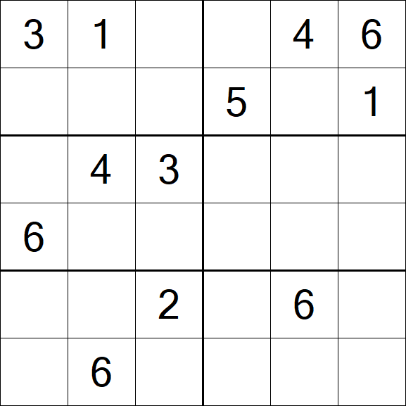 Sudoku 6x6 - Moyen