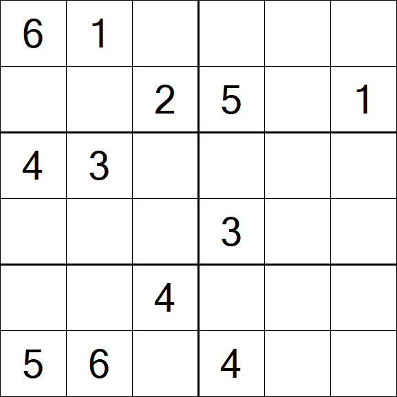 Sudoku 6x6 - Mittel