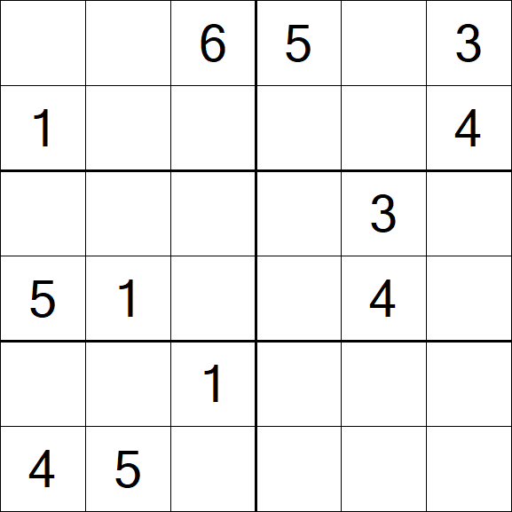 Sudoku 6x6 - Mittel